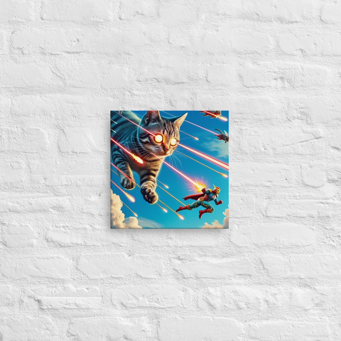 Cat Chasing Superhero Canvas