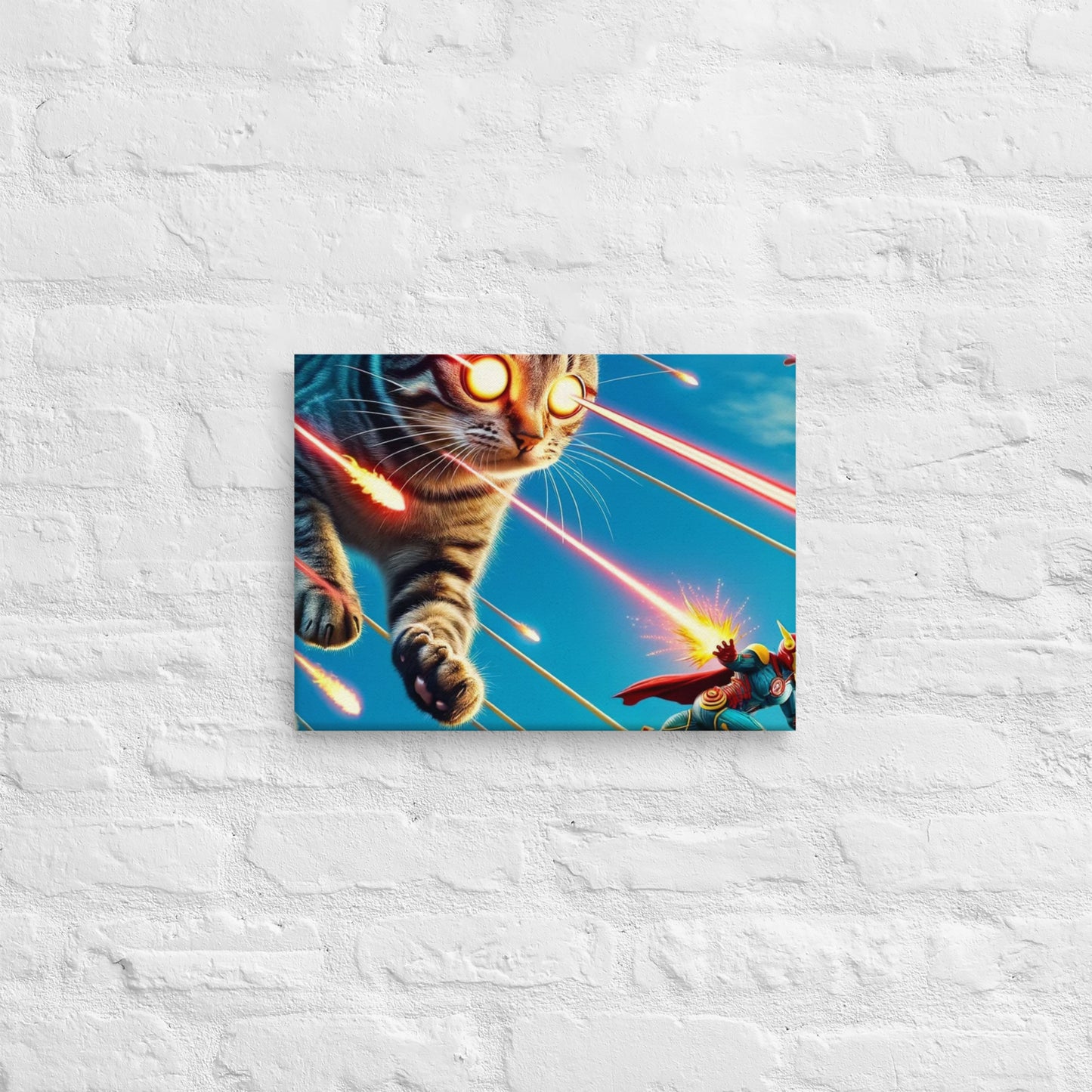 Cat Chasing Superhero Canvas