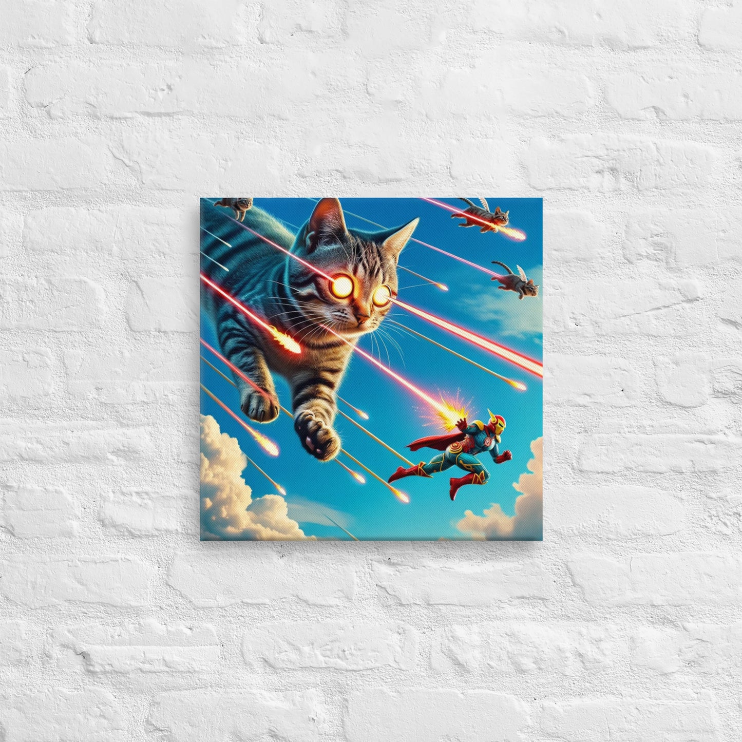 Cat Chasing Superhero Canvas