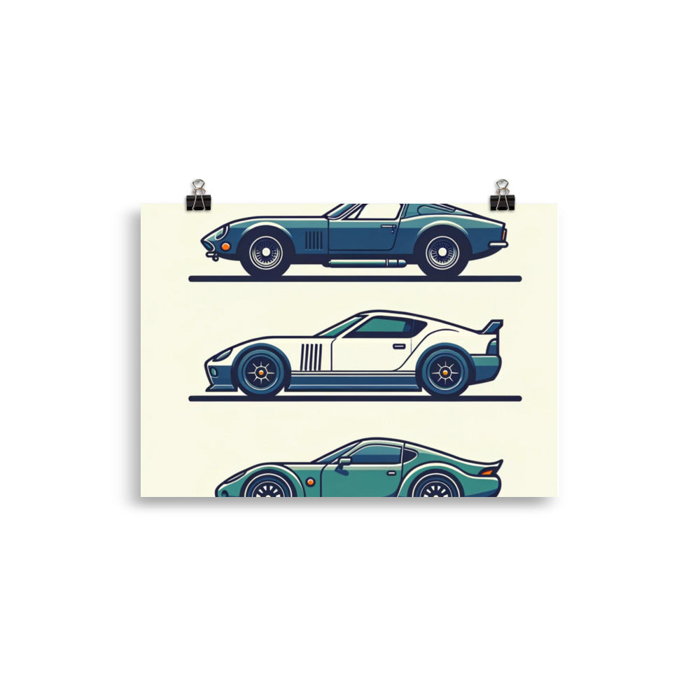 3 Cartoon Cars Poster