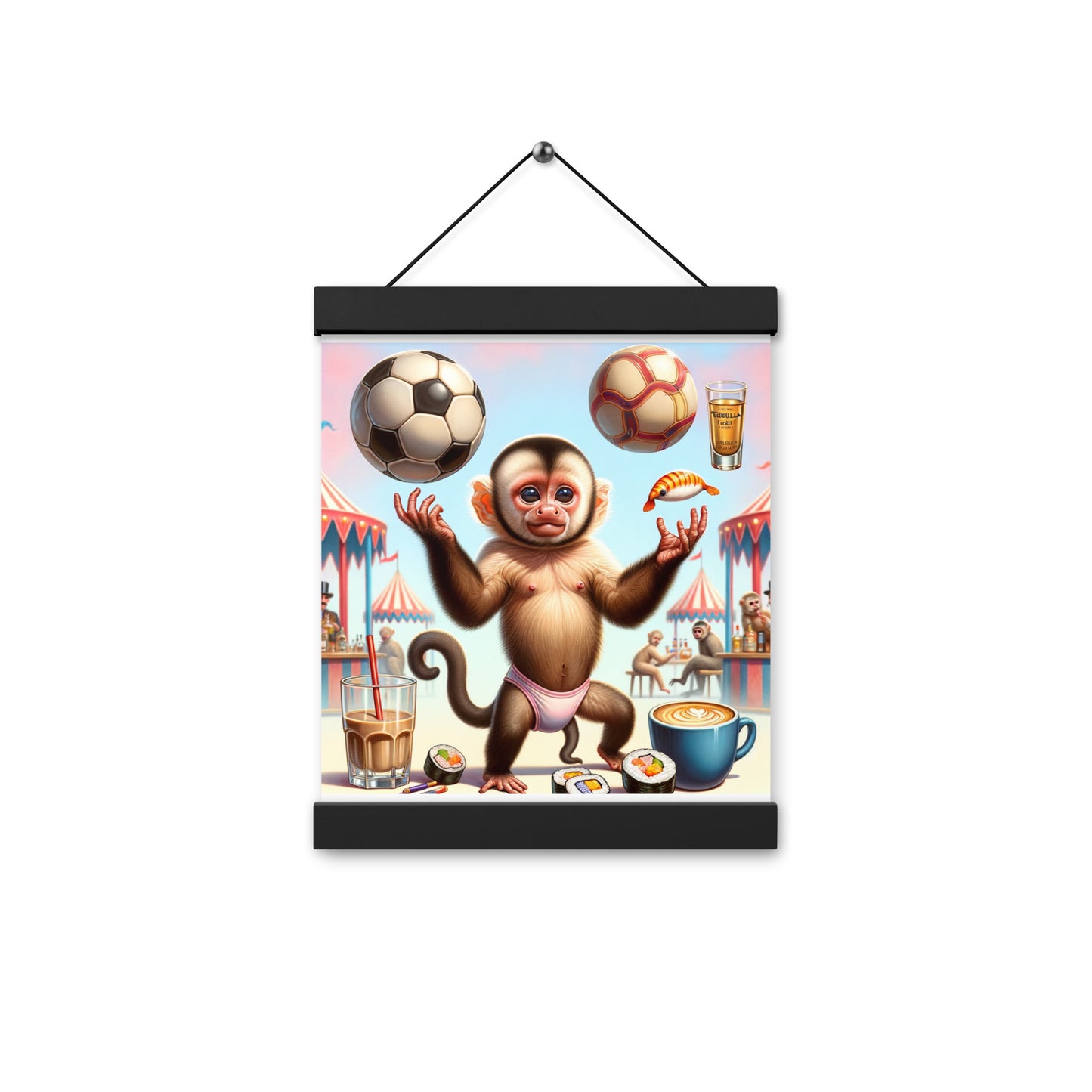 Dancing Soccer Monkey Poster with hangers