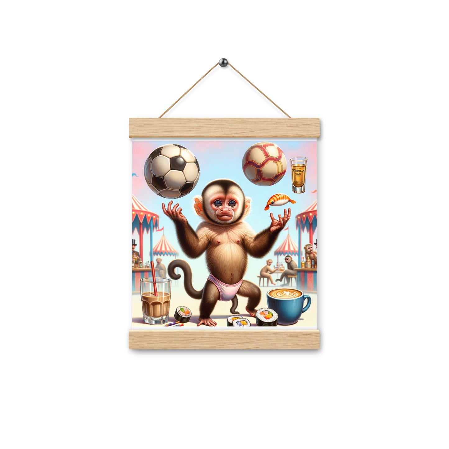 Dancing Soccer Monkey Poster with hangers