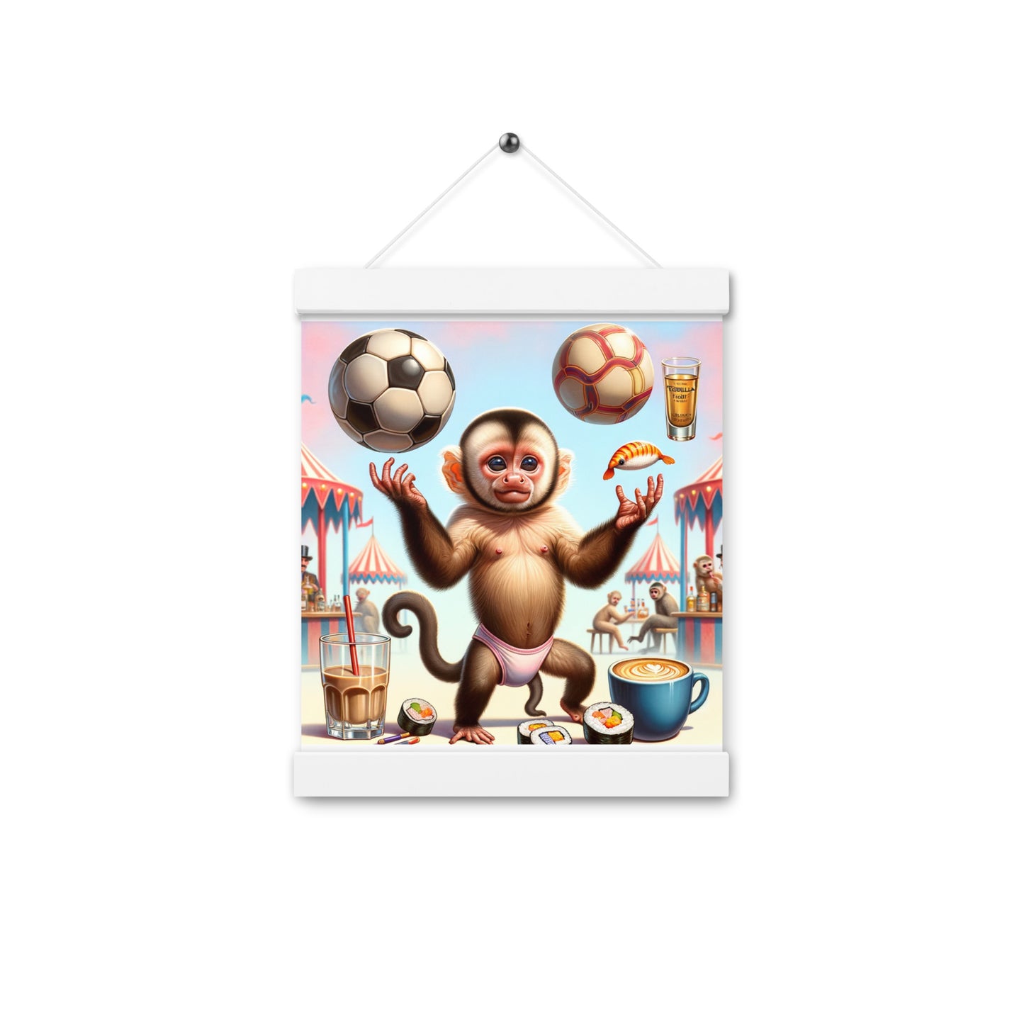 Dancing Soccer Monkey Poster with hangers