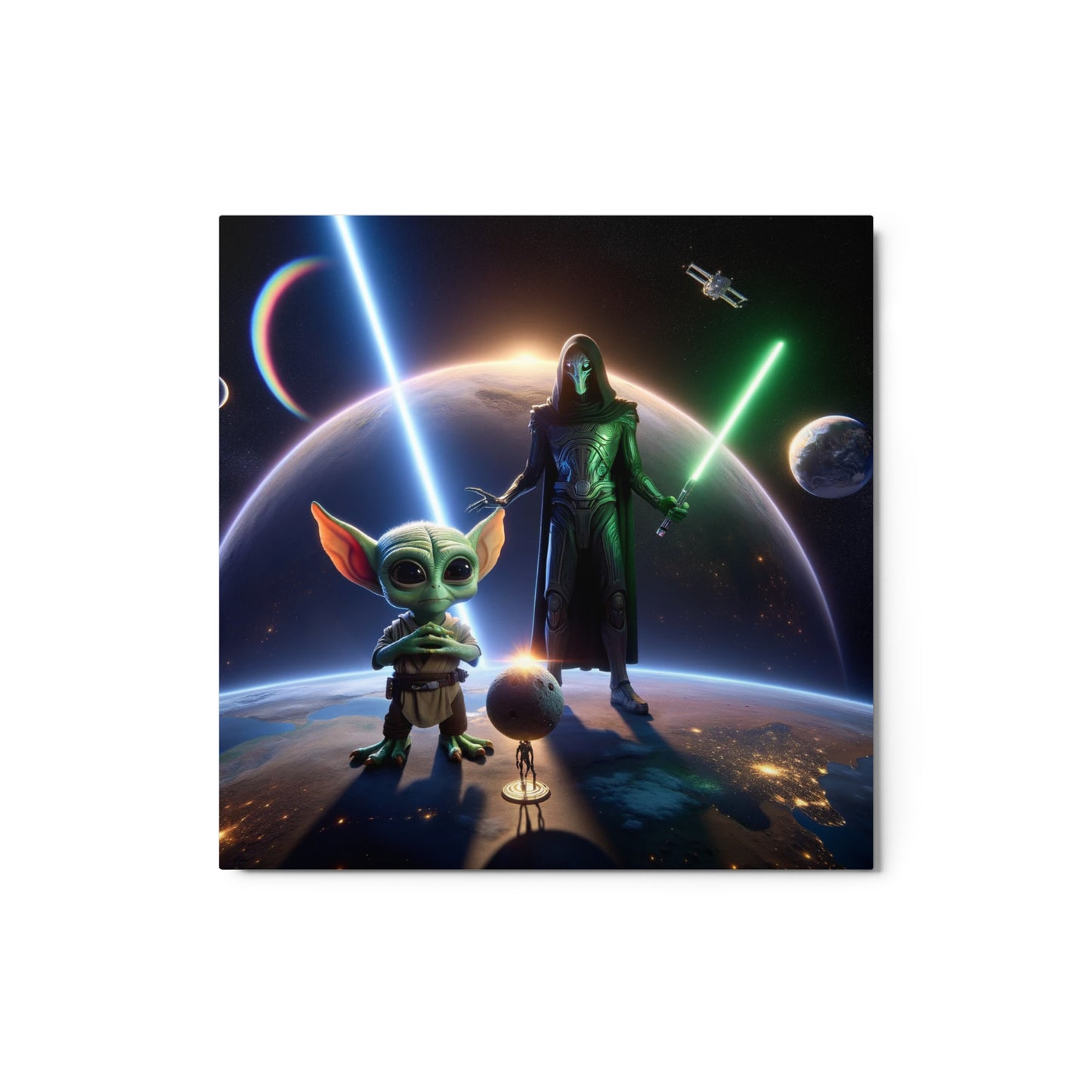 Darth Vader Yoda Moon Metal prints