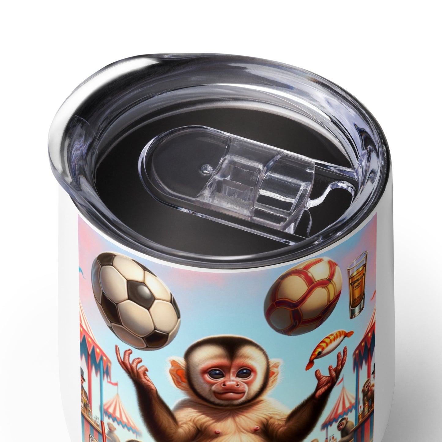 Dancing Soccer Monkey Wine tumbler